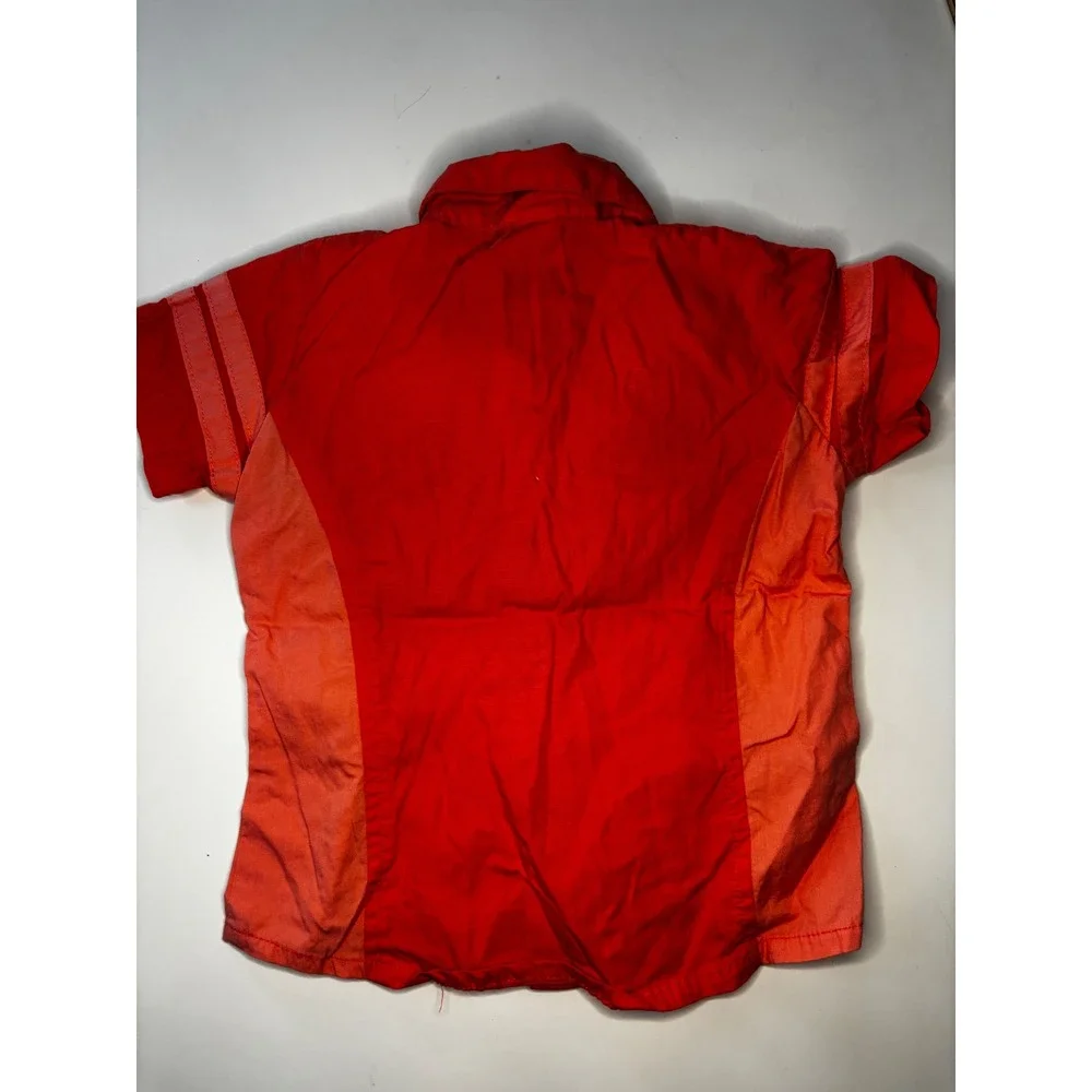 Harley Davidson Button Shirt Toddler Girls Size 24‎ months Orange Snap